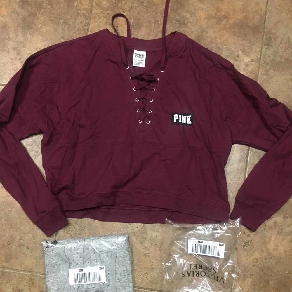 Gray PINK crop sweater